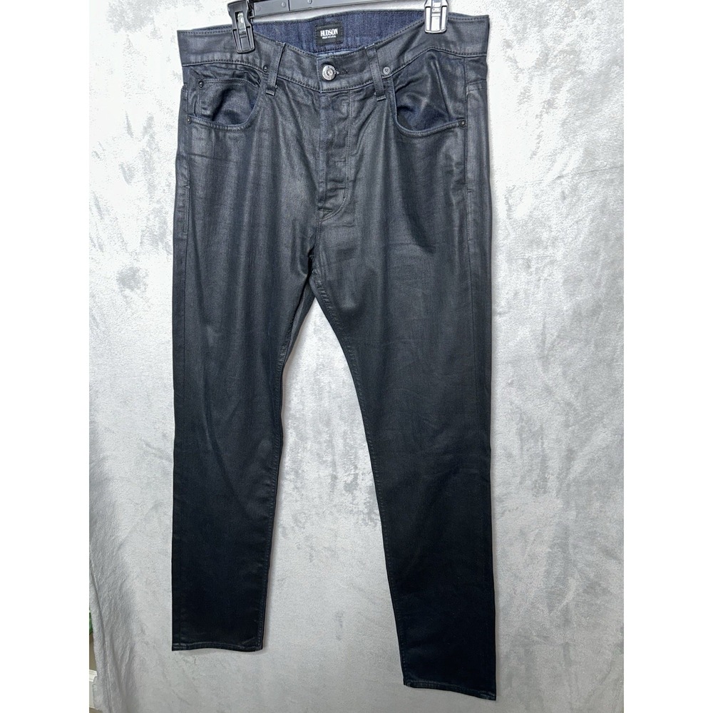 Hudson Dandy Slouchy Straight Coated Jeans Mens 34x33 Gray Tar USA Made